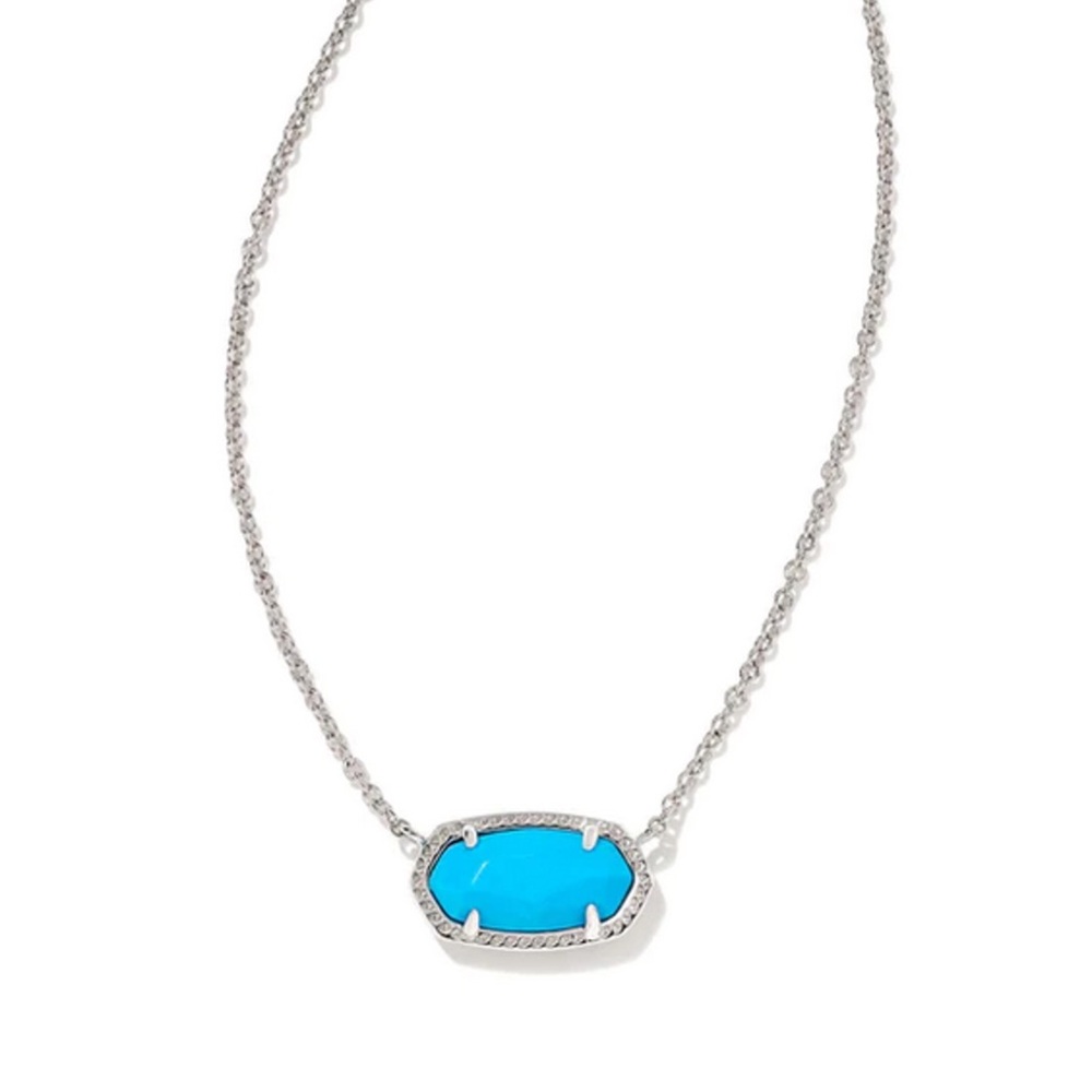 🩵 Kendra Scott Elisa Necklace Silver Bright Blue Magnesite NWT